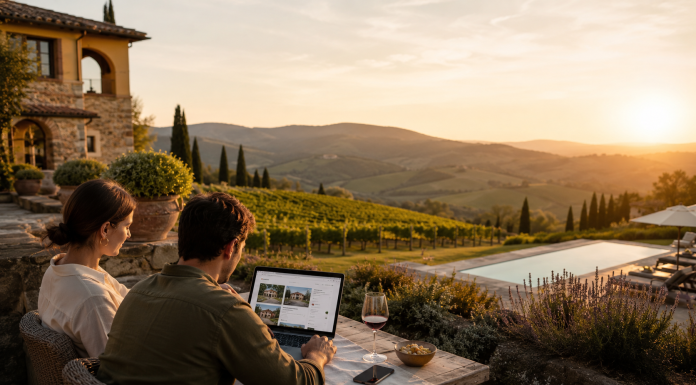 I 3 migliori comparatori di prezzi per le locazioni di vacanze in Toscana: Tosqana, Cozycozy e Rent in Tuscany Terrazza toscana con vista panoramica